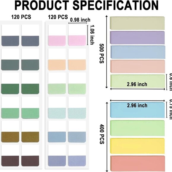 Small Sticky Notes Colourful Book Tabs Small Self Stick Pad for Office 1140 PCS - Picture 7 of 7
